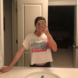 Top shop white cropped ocean t shirt